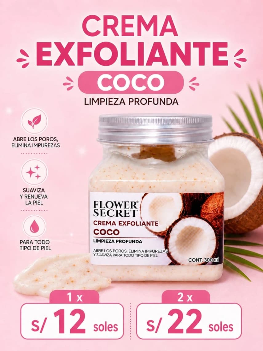 Crema Exfoliante de Coco Flower Secret