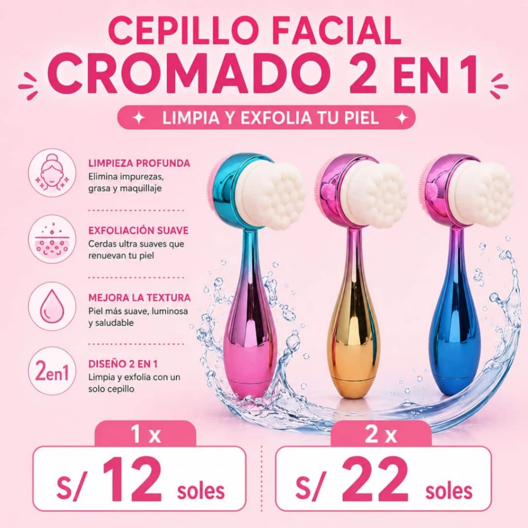 Cepillo Facial Cromado 2 en 1